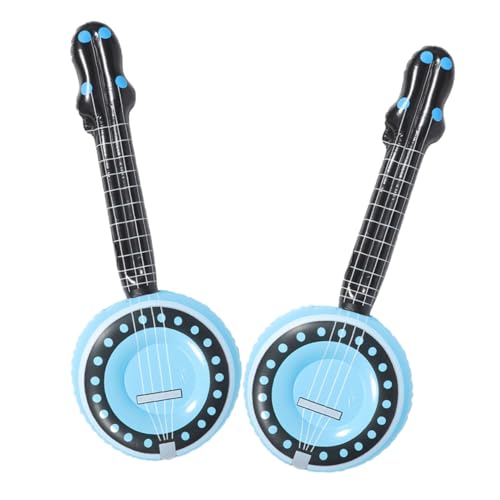 2St Aufblasbares Musikinstrument Gitarre sprengen aufblasbare Party-Requisiten Kinder aufblasbares Instrument Kinderparty Spielzeug Banjo für Kinder Kinderbedarf PVC Sky-Blue ifundom von ifundom