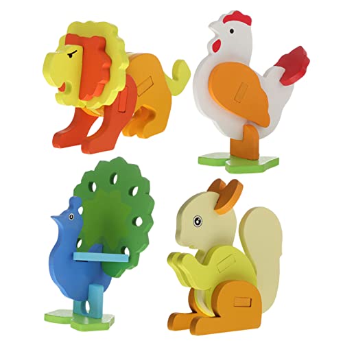 4 Stück tierisches dreidimensionales Puzzle Stielspielzeug Baukasten pädagogisches Puzzlespielzeug Schaumstoffpuzzle 3D-Puzzle für Lernspielzeug für Holz ifundom von ifundom