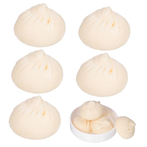 5St Simulierte Brötchen lebensechtes Dampfbrötchen Ball-Modell Bao-Brötchen realistisches Spielfutter Chinese Food cafing Dish Lebensmitteldekoration aus PVC dekoratives Essen Weiß ifundom von ifundom