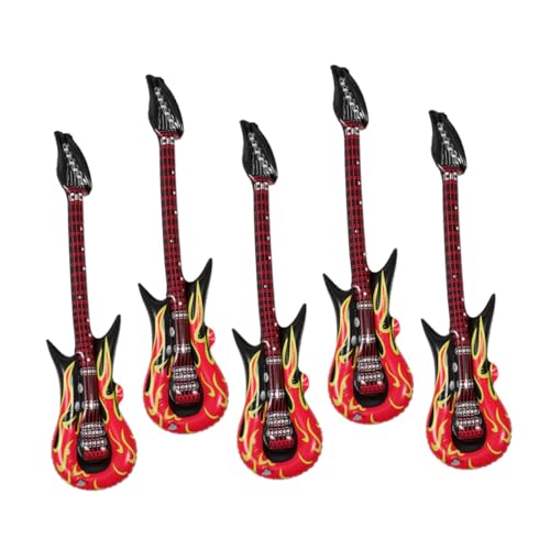 5st Gitarrenspielzeug Gitarrendekorationen Gitarrenstütze Für Kostüm Aufblasbare Musikinstrumente Spielzeuggitarre Gitarre Sprengen Gitarren-tortenaufsatz Prop-Gitarre PVC ifundom von ifundom