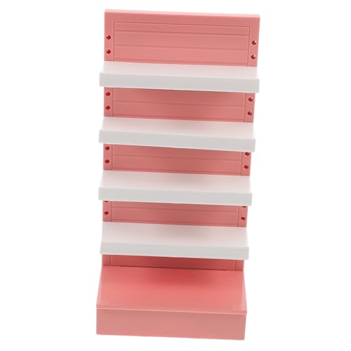 Spielzeugregal puppenhaus Storage Shelves Dollhouse Accessories Toys Store Toy Storage Miniaturmöbelmodell Mini-Verzierung bücherregal Kinder Mini-Hausmöbel Mini-Hausregal Abs Rosa ifundom von ifundom