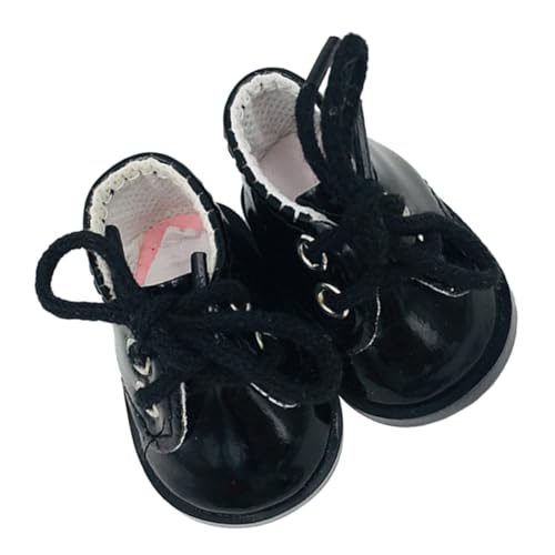 ifundom 1 Mini Schwarze Lederschuhe kindergeschenke puppenkleidung Schuhe Puppen kleiderschränke Exquisite Minischuhe Mini-Hausdekoration Stoff Black von ifundom