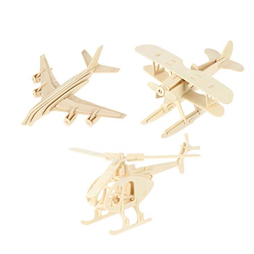 ifundom 1 Satz 3 STK Flugzeugmodell bastelset basteln für Modellbau Holzspielzeug Planes Hand Flugzeug Puzzle 3D-Rätsel Puzzlespielzeug hölzern Khaki von ifundom