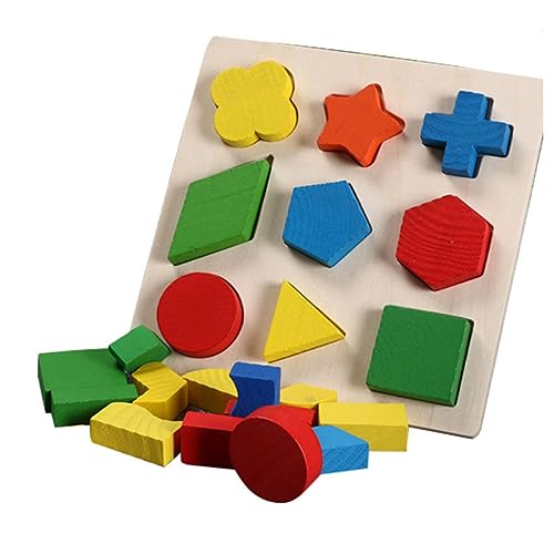 ifundom 1 Satz 3St Lernspielzeug aus Holz Geometrischer passender Baustein Spielzeug mit geometrischen Blöcken Formerkennungsspielzeug für Kinder Lernspielzeug für Kinder Hölzern von ifundom