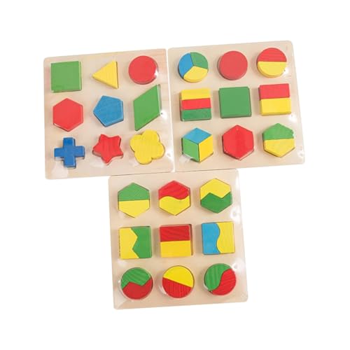 ifundom 1 Satz 3st Spielzeug Mit Geometrischen Blöcken Lernspielzeug Für Kinder Lernspielzeug Aus Holz Formerkennungsspielzeug Für Kinder Geometrischer Passender Baustein Bambus von ifundom