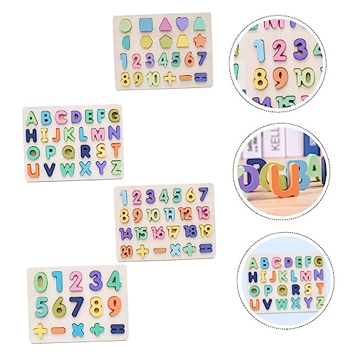 ifundom 1 Satz 4St Puzzle Früh kindliche Bildung Puzzle rätselbuch pädagogisches babybrause buchstabenpuzzle Zahlenpuzzles Nummernalphabetblöcke hölzern von ifundom