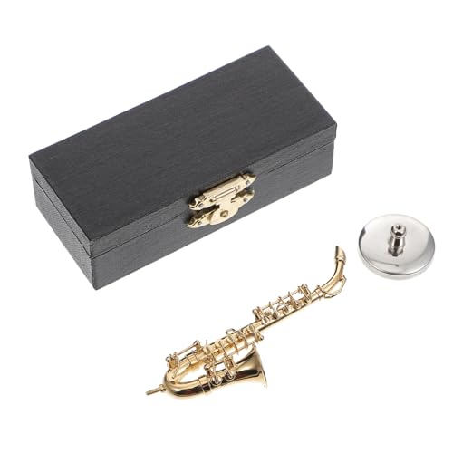 ifundom Exquisite Miniatur Sax Modell Realistische Tenor Saxophon Metall Gefertigt Desktop Foto Prop von ifundom