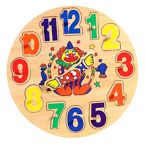 ifundom 1 Satz Clown aus Holz Uhr interaktives Puzzle Vorschulspielzeug knobeleien für holzspielzeug Holzuhr Clown-Puzzle- kreatives Uhrenspielzeug hölzern von ifundom