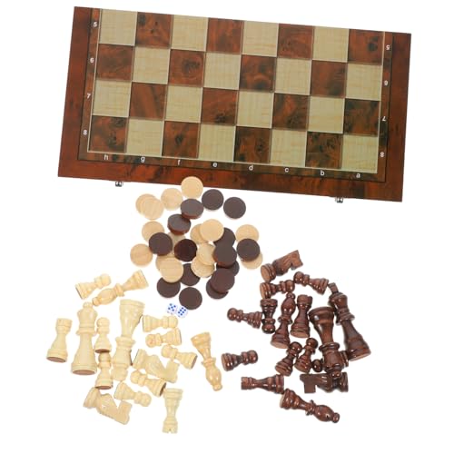 ifundom 1 Satz DREI in einem Schach Kinderspiele Bretter Brettspiel Dame für Erwachsene Hinweis Schachbrett Schachbrett für Backgammon aus Holz Backgammon-Schachbrett hölzern von ifundom