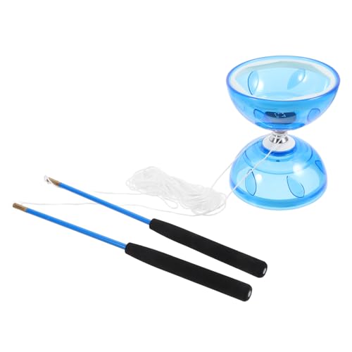 ifundom 1 Satz Doppelköpfiges Diabolo LED-Licht Jonglierbälle yo yo -Sticks Trick Spielen diabolo für Kinder Endless Fun Fitness-Diabolo Diabolo für ältere Menschen weiches Gummi Blue von ifundom