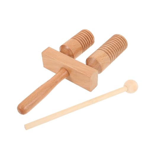 ifundom 1 Satz Doppelter Boom Geräuschmacher Handglocke Musikalisches Für Kleinkinder Klappbrett Musikspielzeug Für Babys -instrumente Guiro-instrument Hölzern Light Brown von ifundom