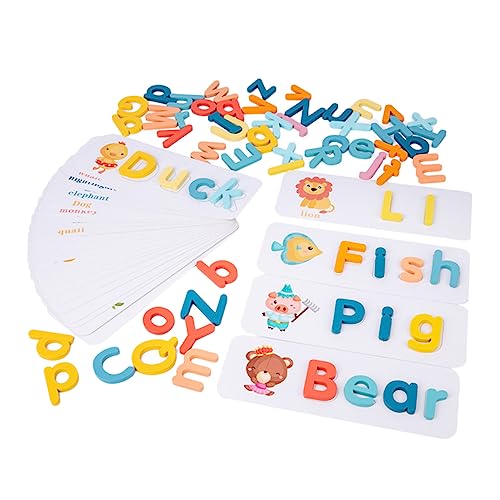 ifundom 1 Satz Englische Wortbausteine ABC-Lernspielzeug Puzzle-Spielzeug Kinder lernspiel Buchstaben Lernen Buchstabierspielzeug für englische Karten passendes Buchstabenspielzeug Holz von ifundom