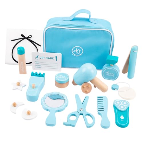 ifundom 1 Satz Friseur-Rollenspielset holzspielzeug Present Set for frisierset Friseurspielzeug aus Holz Tu so, als ob du Haare schneiden würdest hölzern Sky-Blue von ifundom