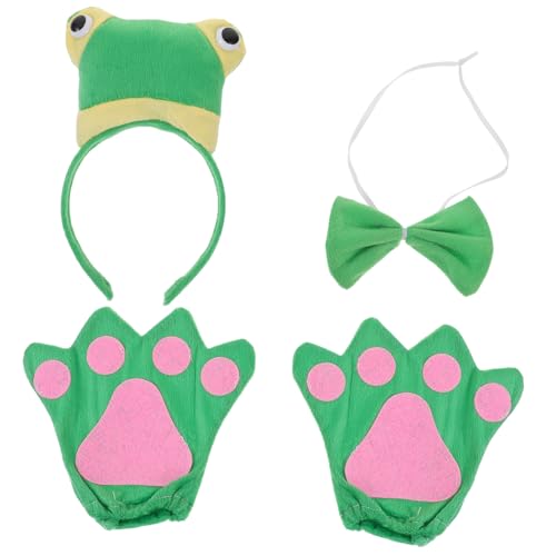 ifundom 1 Satz Frosch-Stirnband-Set Halloween-Kostüm für Kleinkinder Zubehör Frösche Frosch Hut Regenstiefel für Babys Tier-Stirnband Kindergartenkostüm Cartoon-Tierkostüm Stoff Green von ifundom