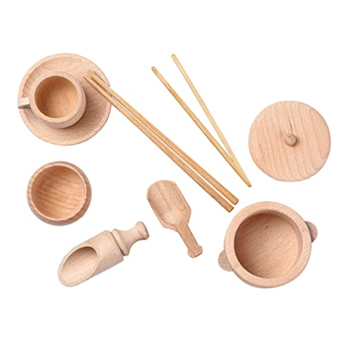 ifundom 1 Satz Geschirr aus Holz küchenspielzeug für Kitchen Toys for küche spielzeuge für Eltern-Kind- Holzspielzeug hölzern von ifundom