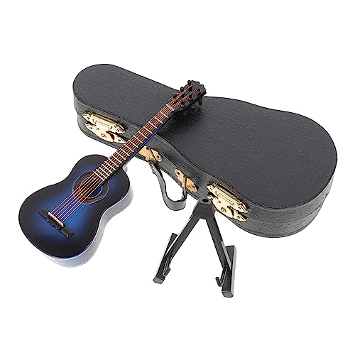 ifundom 1 Satz Gitarrenmodell Musical Bausatz Bausätze Dekoration Schmücken Stand Musik Puzzle Ornamente Miniaturen Klein Sachen Miniaturgitarre Mit Ständer Camper Holz Blue von ifundom