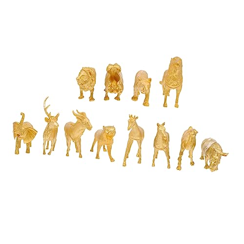 ifundom 1 Satz Goldene Waldtiere Tier-sammelstatue Puzzle-Spielzeug Miniaturdekoration Gehirnspielzeug Puppenstubentiere Waldtierfiguren Desktop-Spielzeug Kinderspielzeug Auto-dekor PVC von ifundom