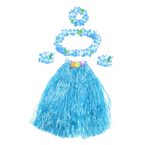 ifundom 1 Satz Grasröcke Hawaii Outfit Hawaii Kleidung Hula-Performance-Kleidung Hawaii-Outfit sommerkleif Strand hawaiianische Haarspangen Hawaii-Girlande Hawaii-Party-Requisiten Abs Blue von ifundom