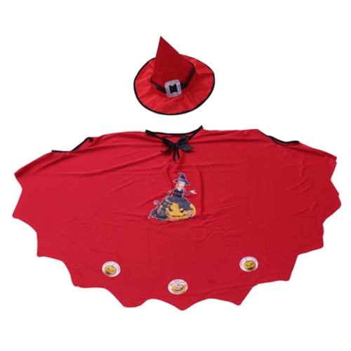 ifundom 1 Satz Halloween-Kleid Kleidung Zaubererumhang Für Cosplay-zaubererumhang Halloween-zaubererhut Zauberermantel Für Halloween-Rollenspiel-kostüm Stoff Rot von ifundom