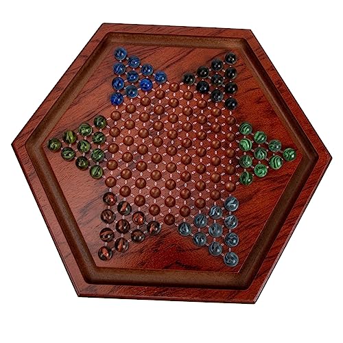 ifundom 1 Satz Hexagon Holz Checkers Label Dame-tischspiel Partytisch-brettspiel Chinesische Strategiespiele Halma-brettspiel Brettspiele Für Kinder Chinesisches Schachbrett Brown Glas von ifundom