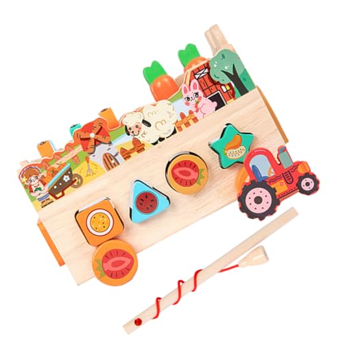 ifundom 1 Satz Holzblock kinderzimmer holzspielzeug Pädagogisches Holzspielzeug Puzzlematte Puzzle zur Formanpassung Geometrisches Sortierspielzeug hölzern Orange von ifundom