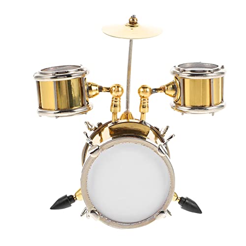 ifundom 1 Satz Jazz-Drum-Modell Bausätze Desktop Miniatur Möbel Puppe Schlagzeug Schlagzeug Dekoration von Trommelmodellen Mini-Instrument schmücken Metall Golden von ifundom