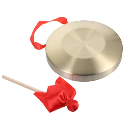 ifundom 1 Satz Kindergong Mini-Gong Handgong asiatischer Gong Löwentanzgong Feng Gong Festliches Spielzeug Kupfergong Instrumentenspielzeug interessantes Gongspielzeug Buchenholz Golden von ifundom