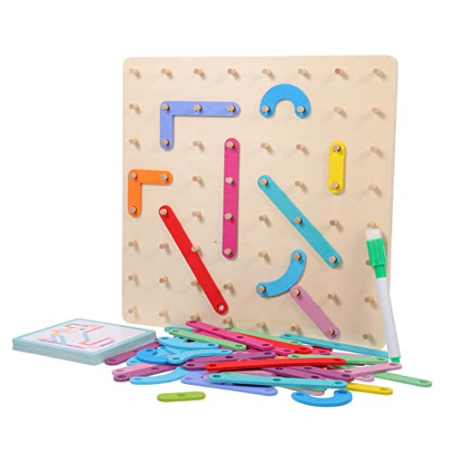 ifundom 1 Satz Kinderspielzeug Lernwerkzeug für geometrische Formen Puzzle Kleinkind holzspielzeug holzspielsachen Geometrie Mathe Spielzeug Nagelbrett aus Holz hölzern Colorful von ifundom