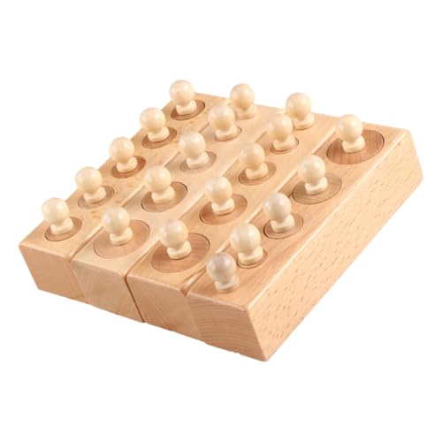 ifundom 1 Satz Lehrmittel Spielzeuge Puzzle-Spielzeug Montessori-Spiele Genoppter Zylindersockel Interaktives Spielzeug Für Vorschulkinder Vorschulspielzeug Sinnvolles Spielzeug Hölzern von ifundom