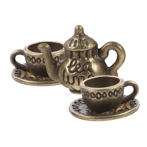 ifundom 1 Satz Mini- Aus Metall Wissen Sie Becher Herd Zubehör Mini-teebecher Rollenspiel Spielzeug Mini-kaffeetasse Besonderheit Mini-wasserbecher Winziges Brown Legierung von ifundom