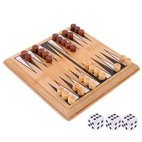 ifundom 1 Satz Mini-Backgammon Dame Brettspiel Lernspielzeug Für Kinder Schachspielzeug Für Kinder Mini Schach Desktop-Spielzeug Mini-tragbares Schachspielzeug Klassisches Spielzeug Bambus von ifundom