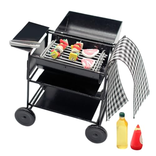 ifundom 1 Satz Mini-Grill Miniatur-hausdekoration Kleiner Grillrost Mini- -küchenstütze Miniaturmöbel Grill Modell So Tun, Als Würde Man Requisiten Spielen Miniatur-BBQ-Grill Legierung von ifundom