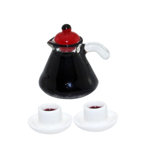 ifundom 1 Satz Mini-Kaffeekanne Mini-Kaffeetasse Küchenspielzeug vortäuschen Puppenhaus Zubehör Puppenhaus Kaffeekanne Kaffeemaschine Kaffeebecher Miniatur-Espressokanne kleine Kaffeekanne von ifundom