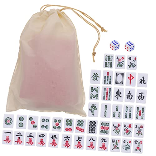 ifundom 1 Satz Mini-Mahjong Requisiten für Reisetischspiele Mini-Schachbrett Mahjong-Fliesenspiel Mahjong Spiele Mahjong Game Spielzeug tragbare Mahjong-Fliesen Reise-Mahjong-Spiel Melamin von ifundom