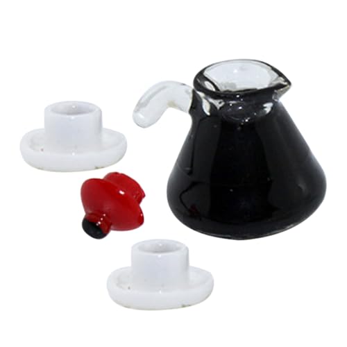 ifundom 1 Satz Mini-kaffeekanne Kaffeepadhalter Puppe Kaffee Reisebecher Miniaturen Kaffeemaschine Untertasse Espressotassen Zubehör Personalisierte Kaffeetassen Mini-Essen Teetasse Harz von ifundom