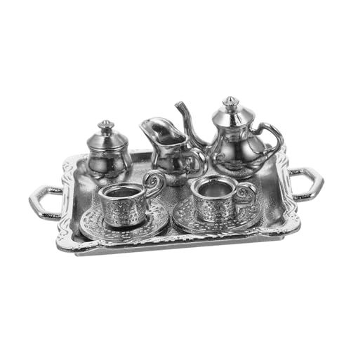 ifundom 1 Satz Mini-teeset Miniatur- Mini-küchenzubehör So Tun, Ob Spielzeug Wäre Mini- Miniatur-Dinge Mini-teetasse Rollenspielzubehör Mini-tassen Legierung Silver von ifundom