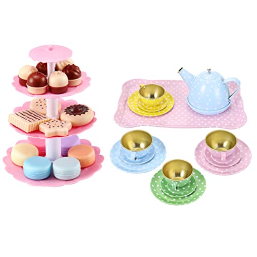 ifundom 1 Satz Nachmittagstee Tea Set for -Tee-Set Kreatives Teeservice Spielhaus-Tee-Set Nachmittagstee- Dessert-Turm- Plastik von ifundom