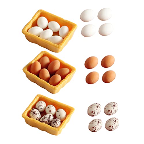 ifundom 1 Satz Puppenhaus-Ei-Modell Eier Miniatur Mini-Ei Szene verpacktes Ei-Modell Mini-Essen Home Decor wohnungsdeko puppenhaus deko Mini-Hausversorgung Korbmodell Ornament Harz von ifundom