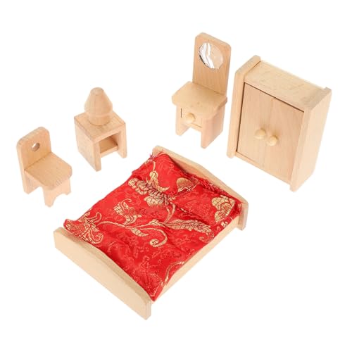 ifundom 1 Satz Puppenhaus-Modell Nachttisch Puppenhaus-Schlafzimmer Puppenmöbel Puppenstubenmöbel wohnaccessoires Ideas Mini-Raumszenenspielzeug DIY Mini- -Kit hölzern von ifundom