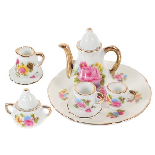 ifundom 1 Satz Puppenhaus-Teeservice Küchenzubehör für Puppenstuben Mini-Teetasse teekessel Retro puppenhauszubehör Dollhouse Accessories Rollenspielzubehör Foto-Requisite Keramik von ifundom