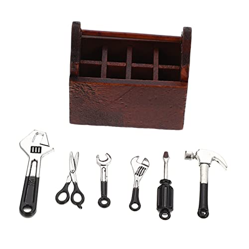 ifundom 1 Satz Puppenhaus-Werkzeuge Miniatur Hausschmuck Miniatur Werkzeugkoffer Mini- -Tool-kit Mini-hausreparaturwerkzeug Miniatursachen Kleines Reparaturwerkzeug Black Legierung von ifundom