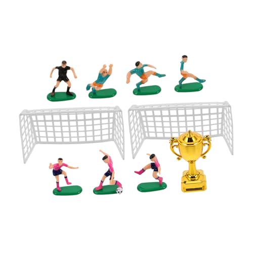 ifundom 1 Satz Puppenhaus-fußballmodell Mini-hallenfußballnetz Fußball-minifiguren Fußball-strumpffüller Fußballfiguren Spieler Finger Fußball Miniatur Plastik Wiederverwendbar von ifundom