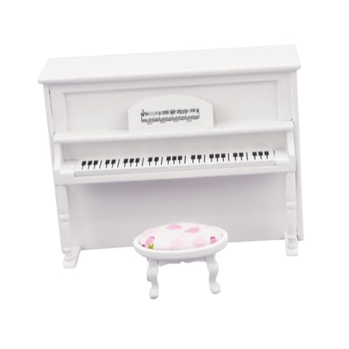 ifundom 1 Satz Puppenhaus vertikal Stahl Kinderklavier Mini-Klavier Musical Instruments Toys spielsachen Kid Toys Puppenhaus Klavier kleines Klaviermodell Holz Weiß von ifundom