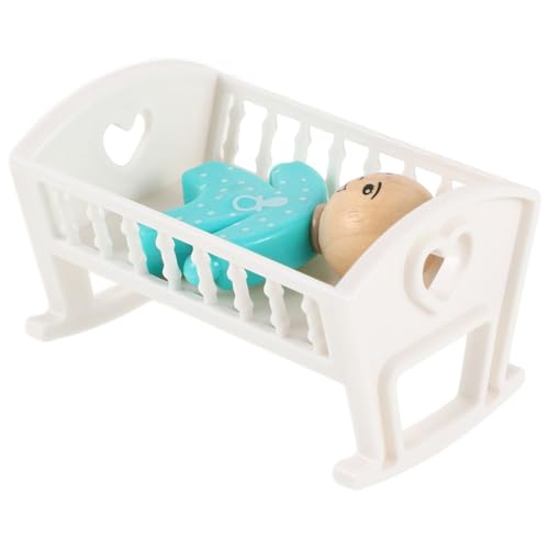 ifundom 1 Satz Puppenhausbett babywiege holzspielzeug Puppenhaus Dekoration Puppenhaus-Szene schlafzimmermöbel Puppenhausmöbel Puppenständer Mini- -Puppenbett Mini-Krippenmodell Abs von ifundom