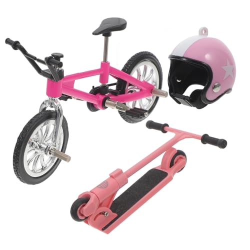 ifundom 1 Satz Roller Helm Dekoration Mini Fahrrad Puppenhaus Miniaturen Minibikes Mikro Roller Retro Dekor Puppenhaus Fahrradmodell Kleines Fahrrad Miniatur Fahrrad Ornament von ifundom