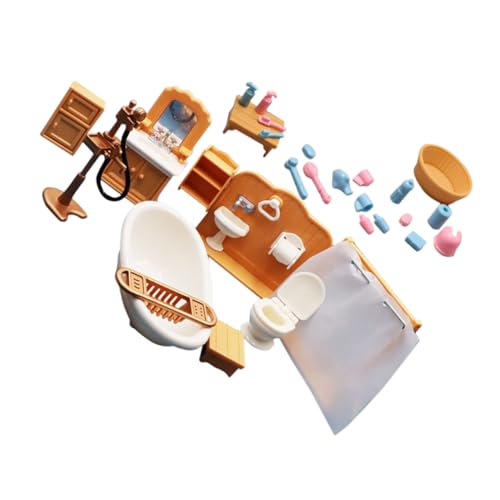 ifundom 1 Satz Simulation Badezimmer Auto-Innendekoration Badezimmer-Organizer Miniatur Mini- badgarnitur badezusatz winzige Badezimmermöbel Mikrolandschaftsdekor Plastik Brown von ifundom