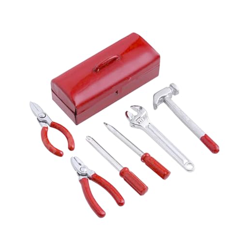 ifundom 1 Satz Simulations-Toolbox Cute Decor Mini Tool Miniature Living Room Decoration Miniature Repair Tool Miniature Toys Mini-Hausversorgung dekoratives Kinderspielzeug Legierung rot von ifundom