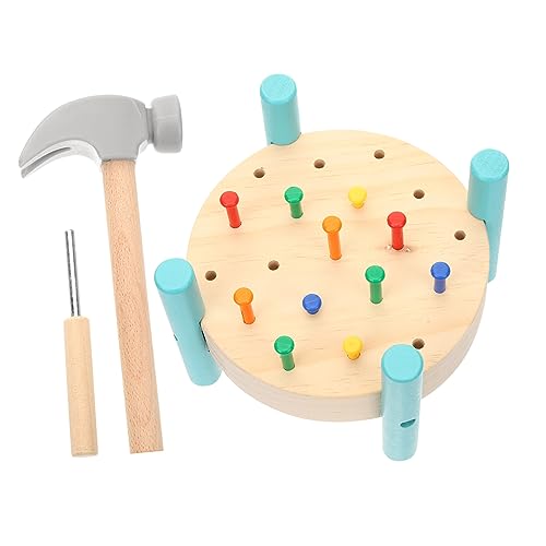 ifundom 1 Satz Simulations-tippspiel Aktivität An Der -werkbank Werkbankaktivität Für Kleinkinder Bildungsspielzeug Nagel Schlaghammer Puzzle- Heringe Nägel Holz von ifundom