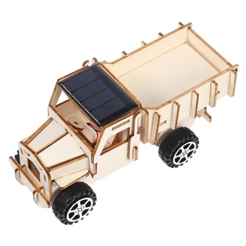 ifundom 1 Satz Solar-Truck-Modell Kinderspielzeug Die Autos Spielzeug Für Kinder Kinderautos Lehrstütze Lernhilfe Für Solarautos Hölzernes Solarautospielzeug DIY-experimente Kiefernholz von ifundom