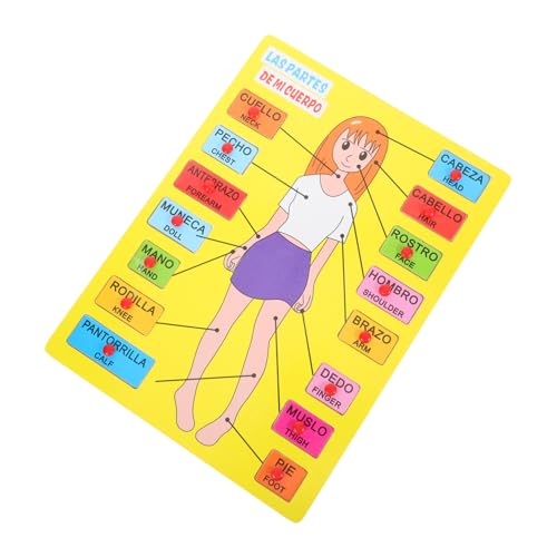 ifundom 1 Satz Spanisches Rätsel Menschlicher Körper Puzzle für Kinder Anatomiespielzeug des menschlichen Körpers Spielezeug Lernspielzeug Puzzlematte Hilfsmittel für den Kindergarten Holz von ifundom